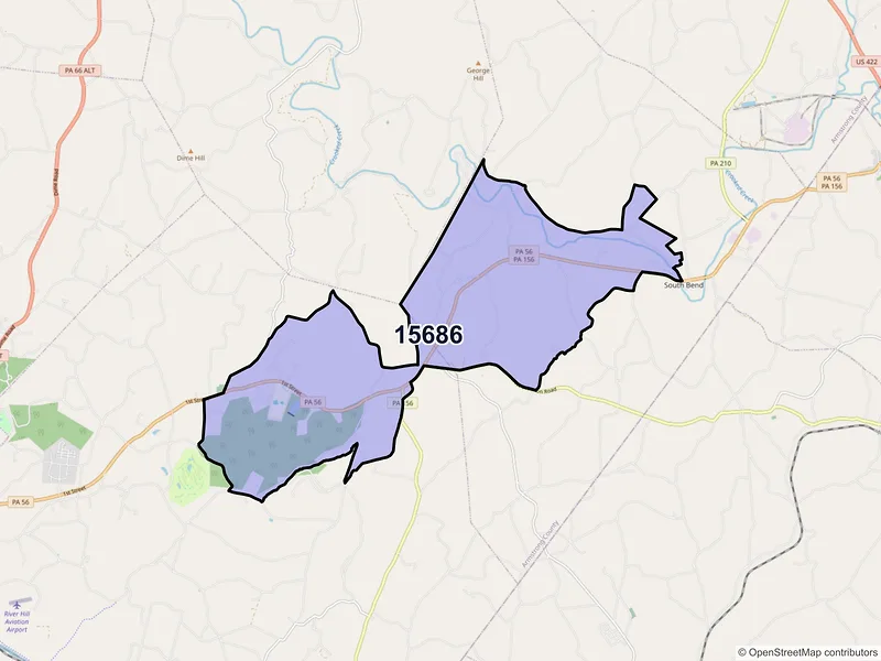 Map of ZIP Code 15686 — Spring Church, PA