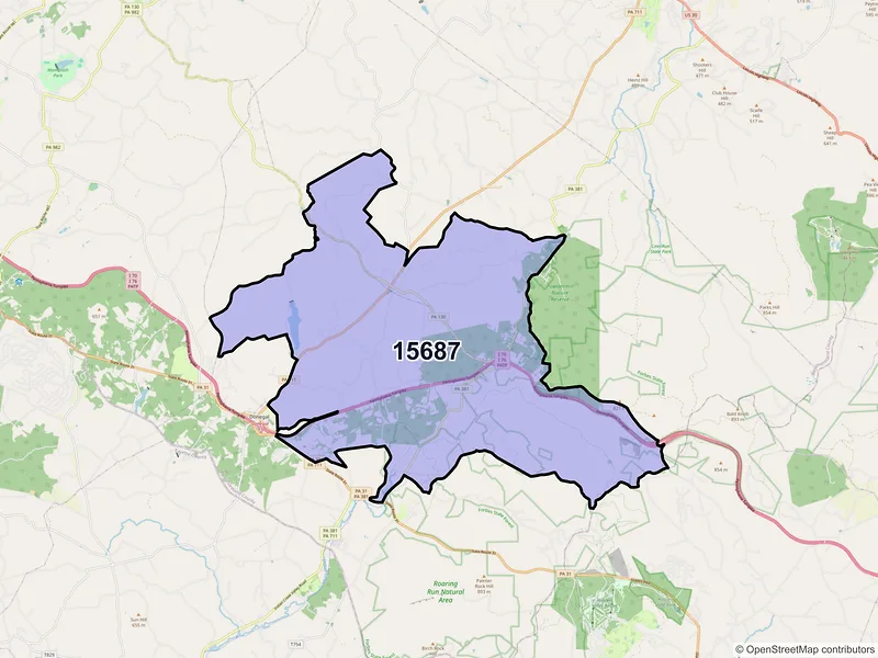 Map of Stahlstown, Pennsylvania and ZIP codes