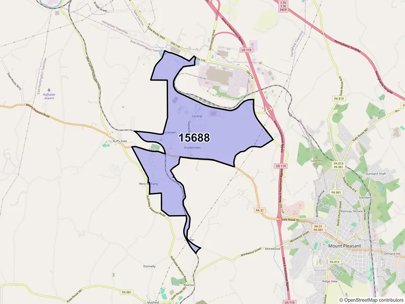 Map of Tarrs, Pennsylvania and ZIP codes