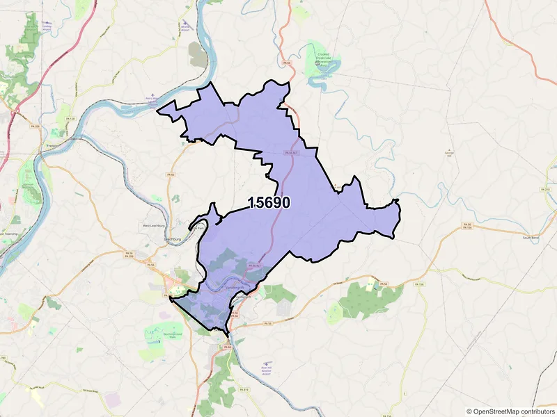 Map of ZIP Code 15690 — Vandergrift, PA