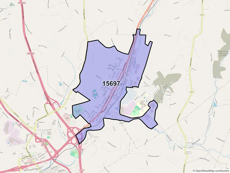 Map of ZIP Code 15697 — Youngwood, PA