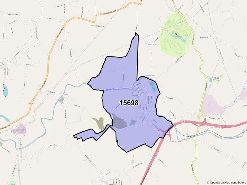 Map of ZIP Code 15698 — Yukon, PA