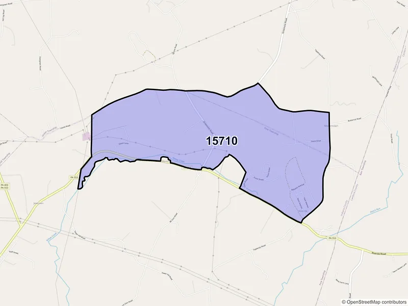Map of Alverda, Pennsylvania and ZIP codes