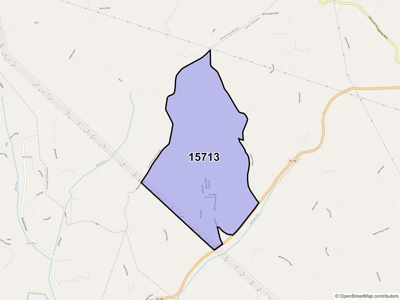 Map of ZIP Code 15713 — Aultman, PA