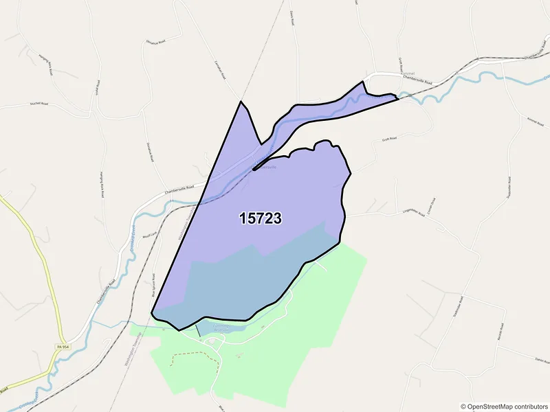 Map of Chambersville, Pennsylvania and ZIP codes