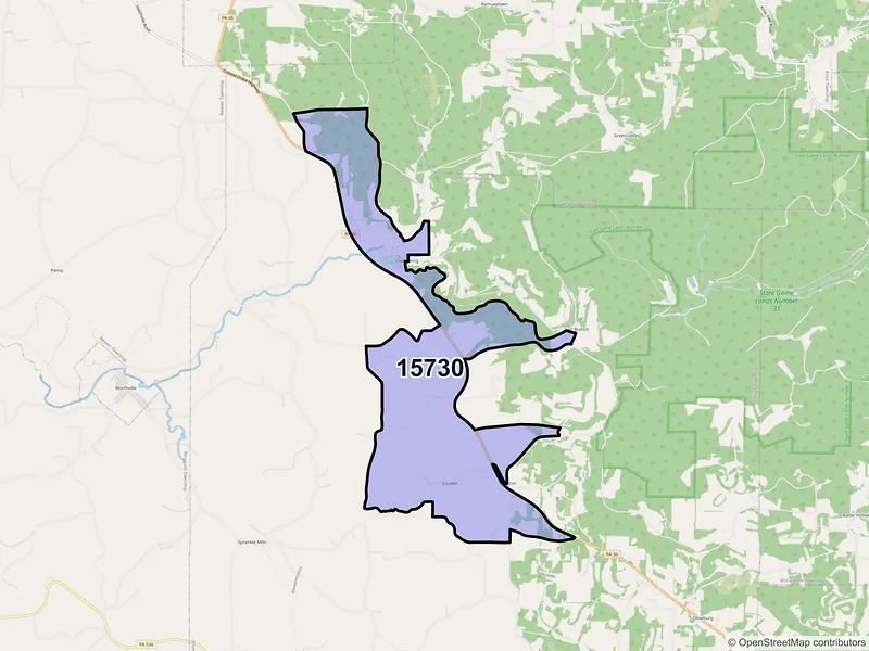 Map of ZIP Code 15730 — Coolspring, PA