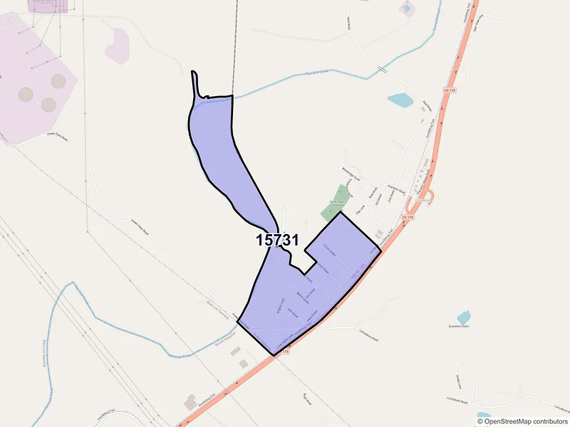 Map of Coral, Pennsylvania and ZIP codes