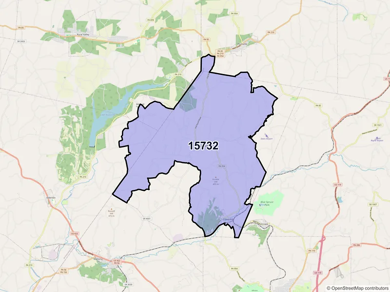 Map of Creekside, Pennsylvania and ZIP codes