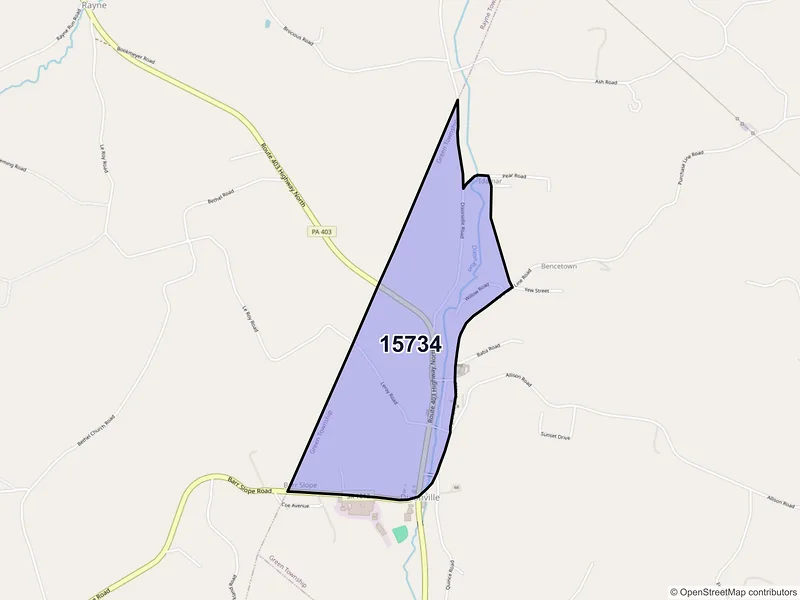 Map of Dixonville, Pennsylvania and ZIP codes