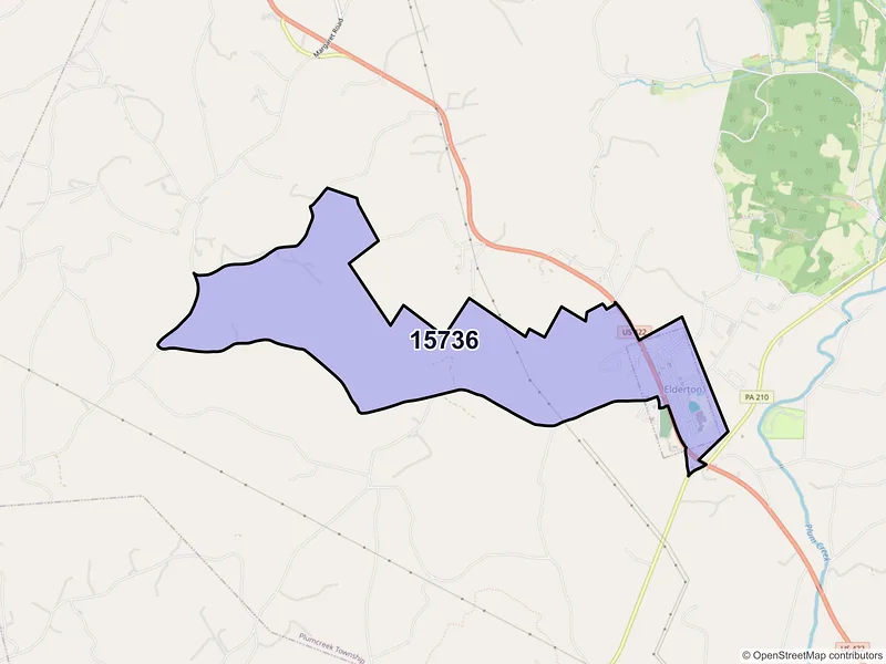Map of Elderton, Pennsylvania and ZIP codes