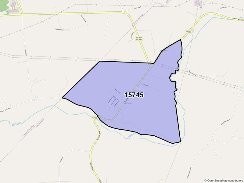 Map of Heilwood, Pennsylvania and ZIP codes