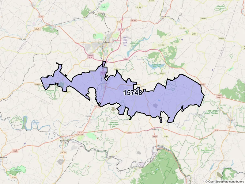Map of ZIP Code 15748 — Homer City, PA