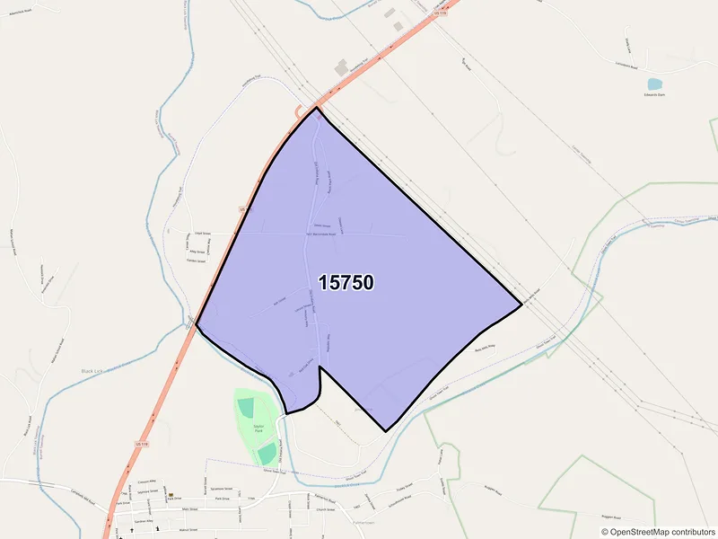 Map of Josephine, Pennsylvania and ZIP codes