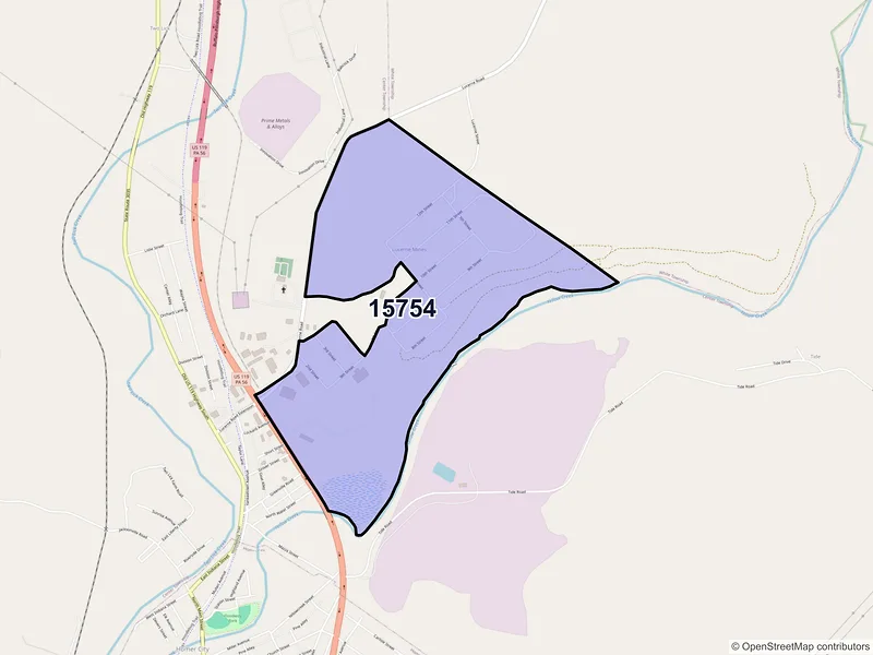 Map of Lucernemines, Pennsylvania and ZIP codes