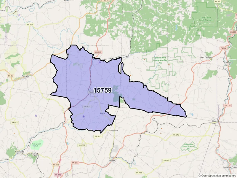 Map of ZIP Code 15759 — Marion Center, PA