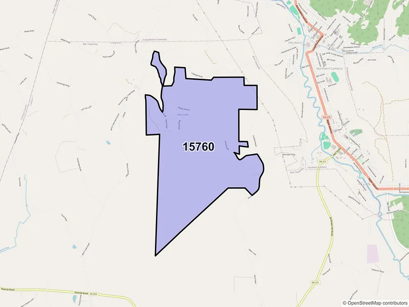 Map of ZIP Code 15760 — Marsteller, PA
