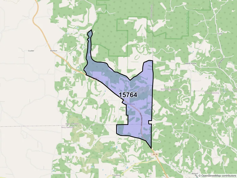 Map of ZIP Code 15764 — Oliveburg, PA