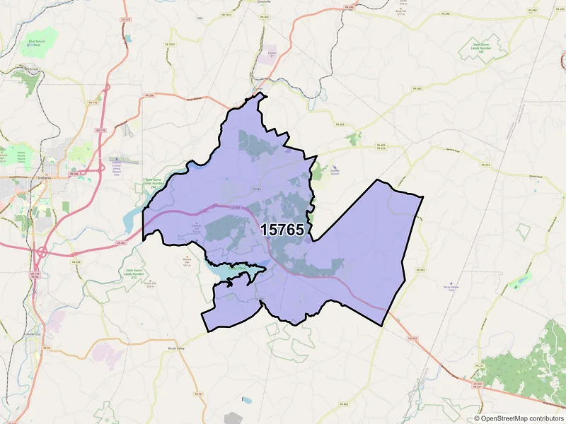 Map of ZIP Code 15765 — Penn Run, PA