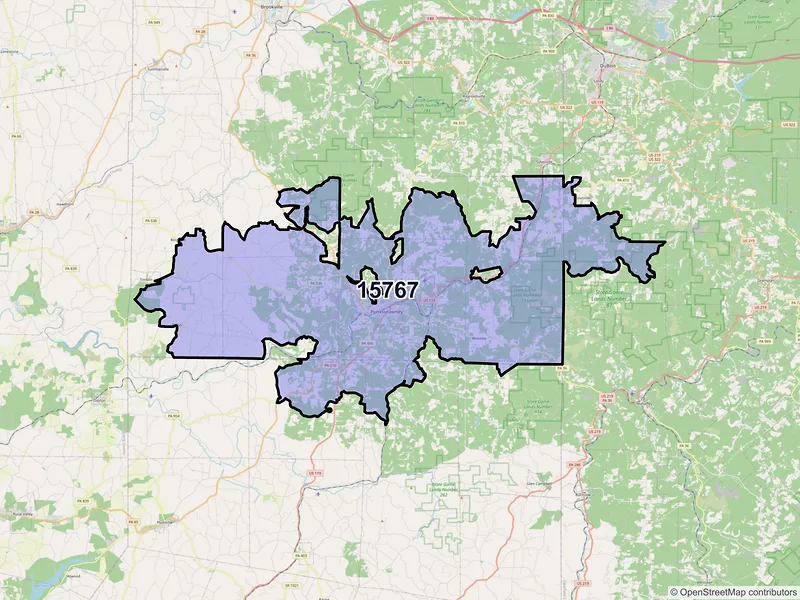 Map of ZIP Code 15767 — Punxsutawney, PA