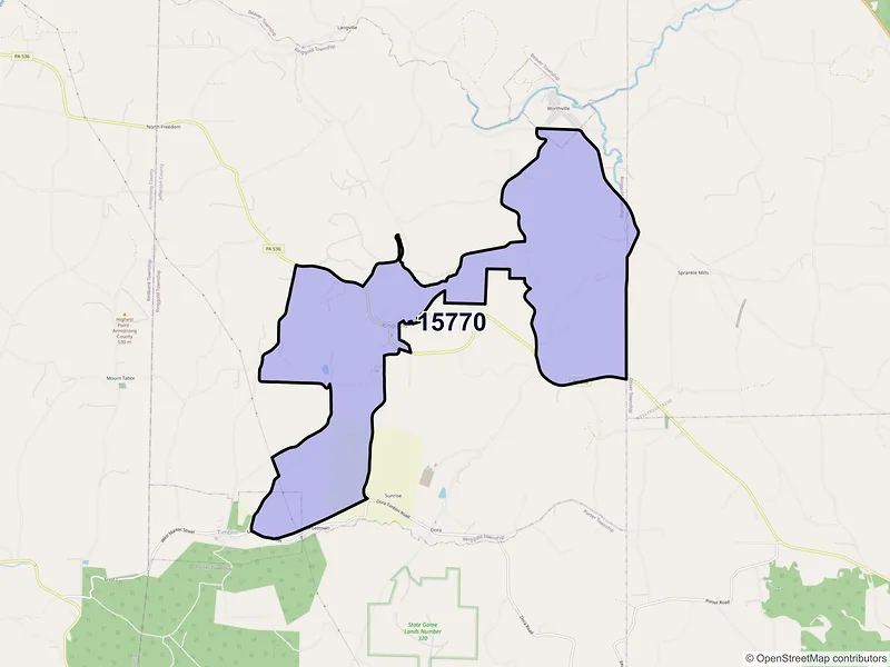 Map of ZIP Code 15770 — Ringgold, PA