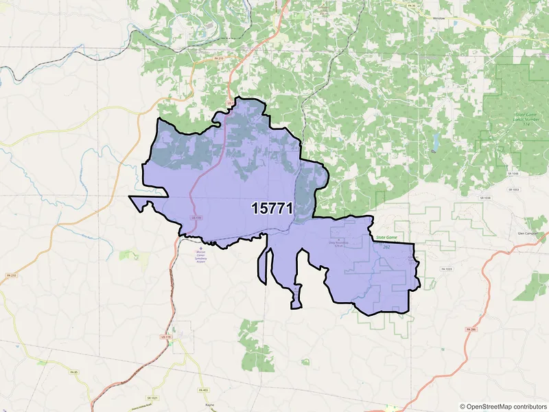 Map of ZIP Code 15771 — Rochester Mills, PA