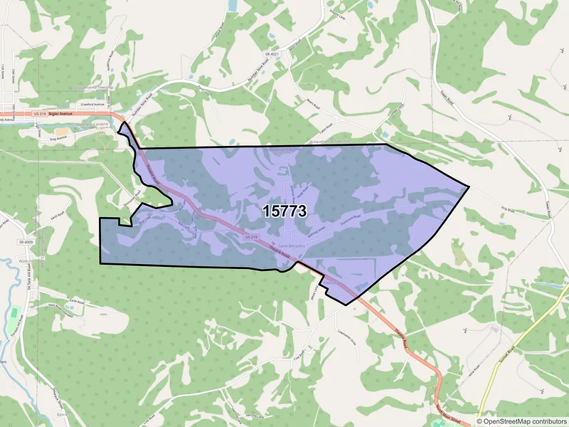 Map of Saint Benedict, Pennsylvania and ZIP codes
