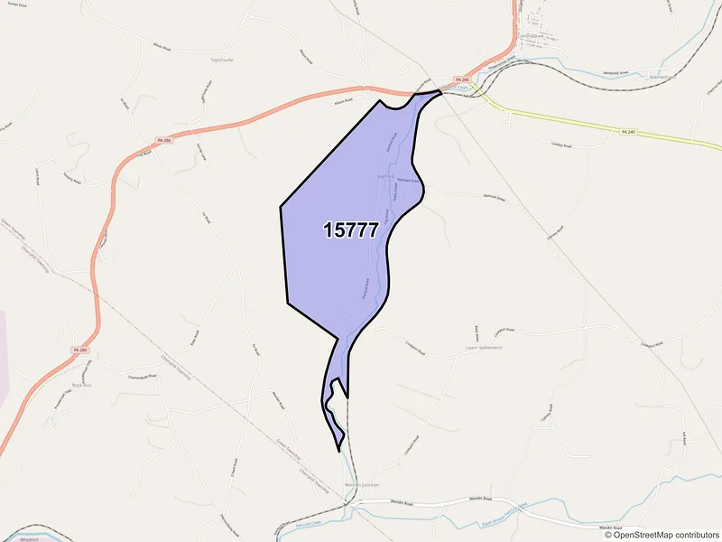 Map of ZIP Code 15777 — Starford, PA