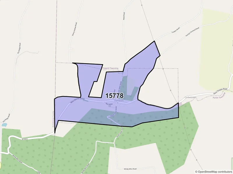 Map of ZIP Code 15778 — Timblin, PA