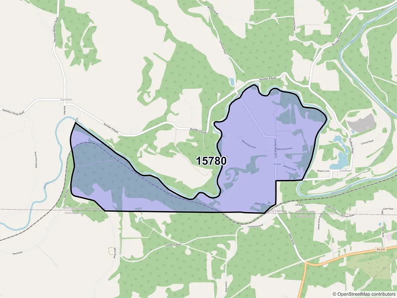 Map of ZIP Code 15780 — Valier, PA