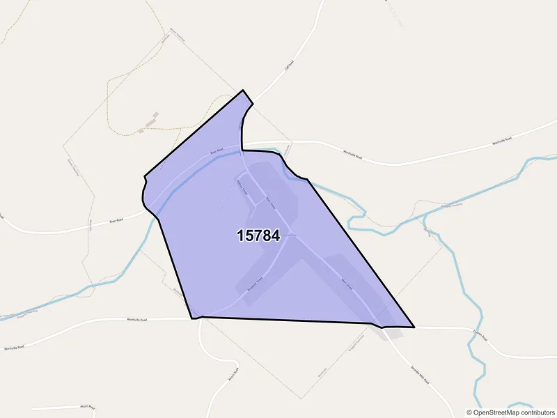 Map of Worthville, Pennsylvania and ZIP codes