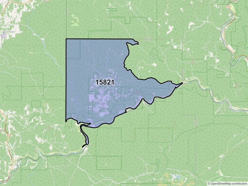 Map of ZIP Code 15821 — Benezett, PA