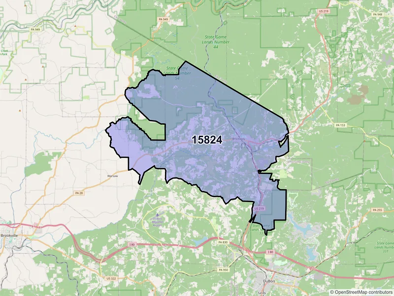 Map of ZIP Code 15824 — Brockway, PA