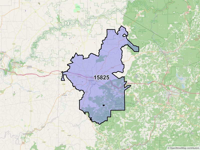 Map of ZIP Code 15825 — Brookville, PA