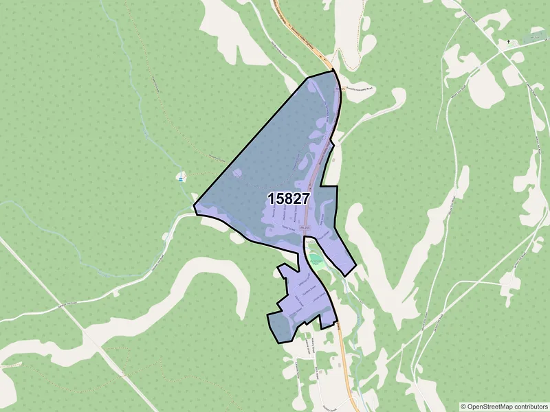 Map of ZIP Code 15827 — Byrnedale, PA