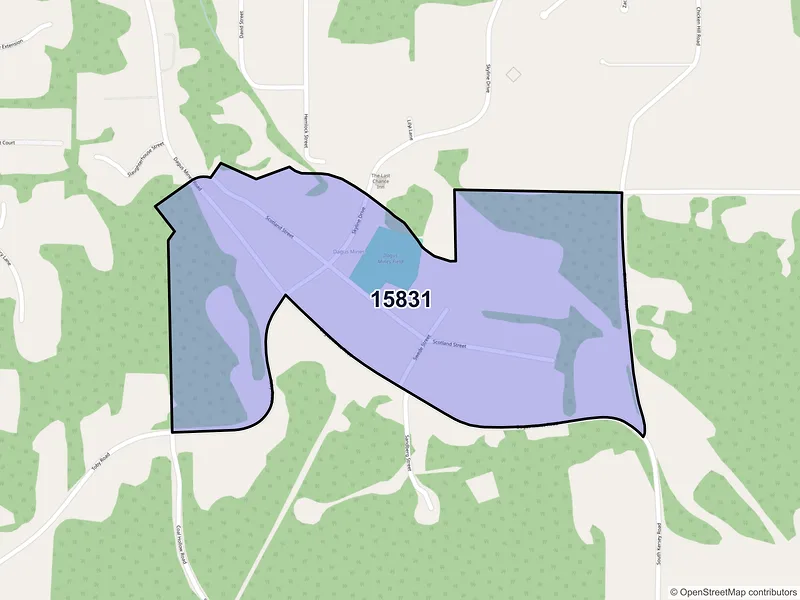 Map of Dagus Mines, Pennsylvania and ZIP codes