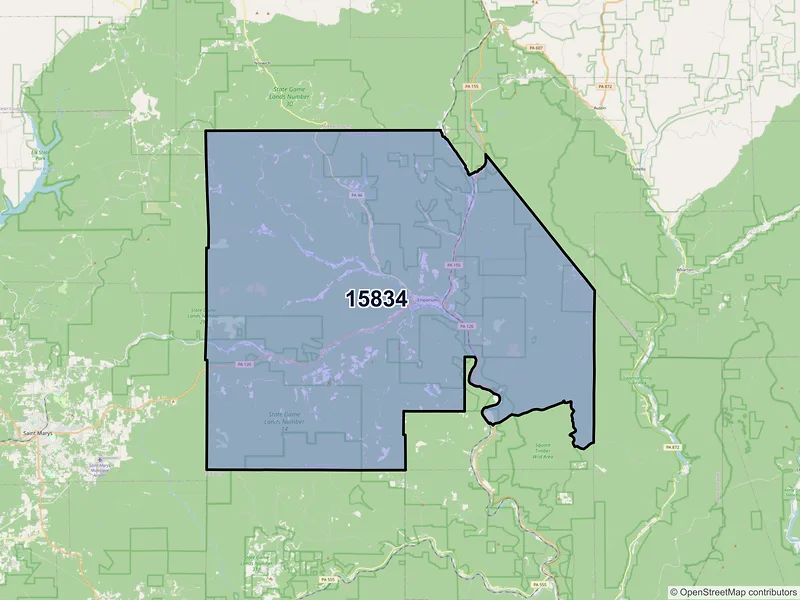 Map of Emporium, Pennsylvania and ZIP codes