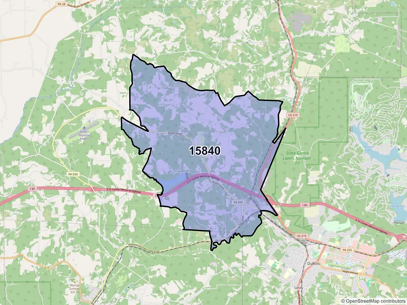 Map of ZIP Code 15840 — Falls Creek, PA