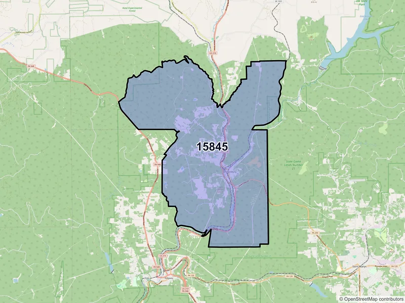 Map of Johnsonburg, Pennsylvania and ZIP codes