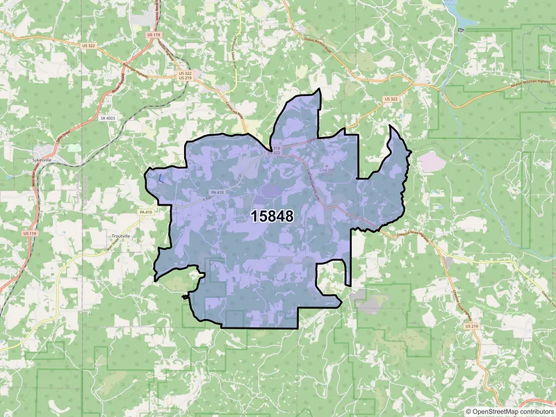 Map of ZIP Code 15848 — Luthersburg, PA