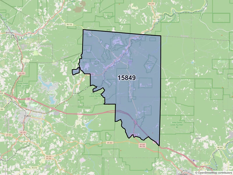 Map of ZIP Code 15849 — Penfield, PA