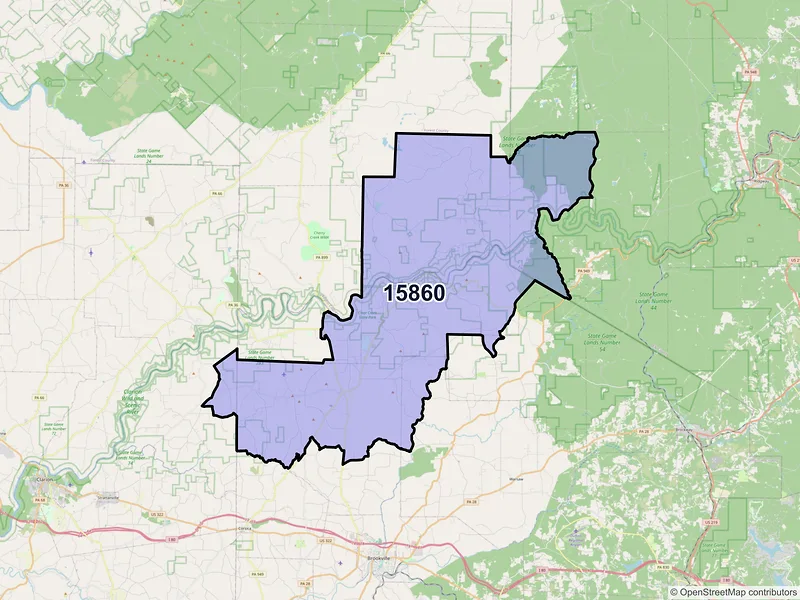Map of Sigel, Pennsylvania and ZIP codes