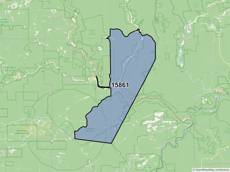 Map of ZIP Code 15861 — Sinnamahoning, PA
