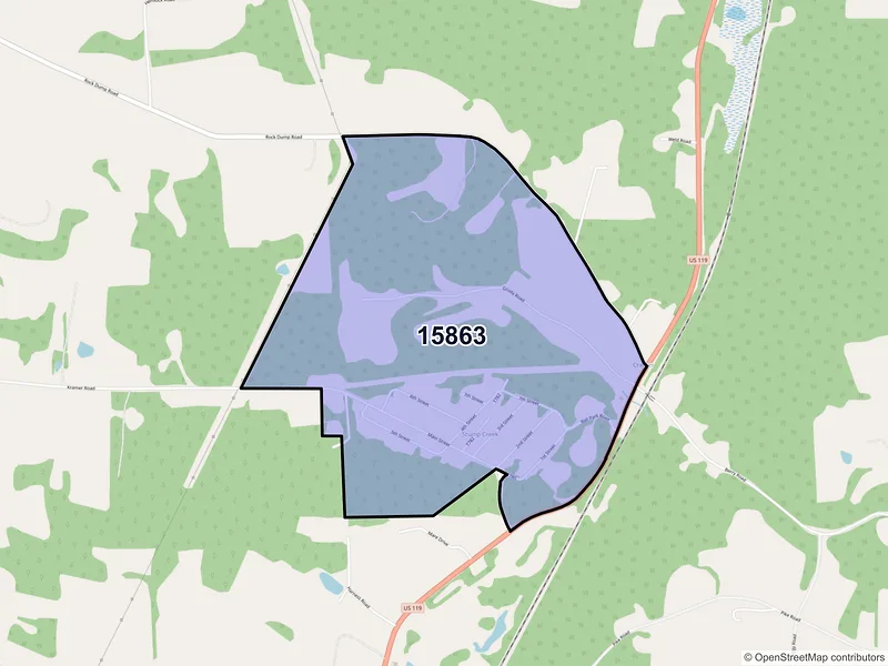 Map of Stump Creek, Pennsylvania and ZIP codes