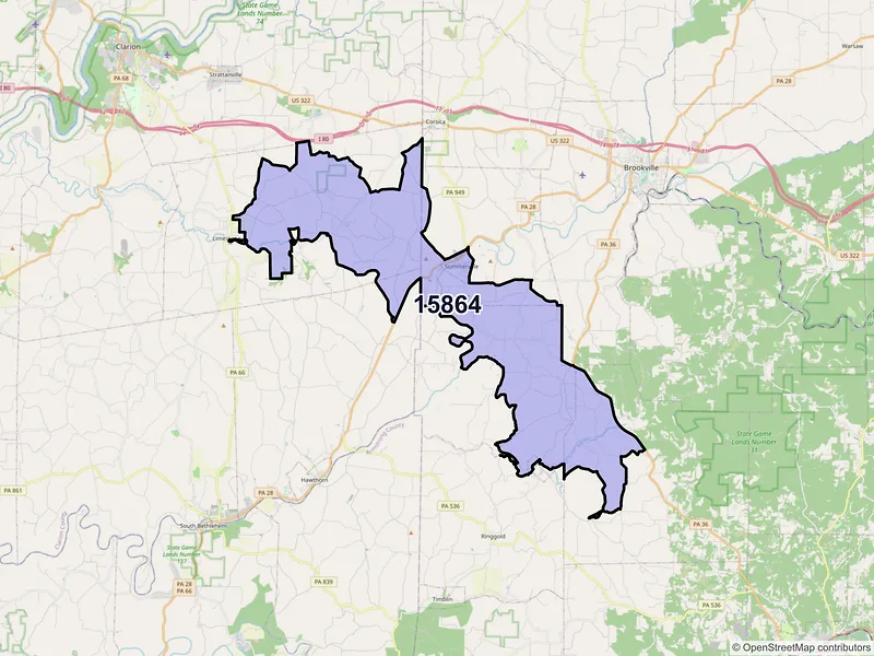 Map of ZIP Code 15864 — Summerville, PA