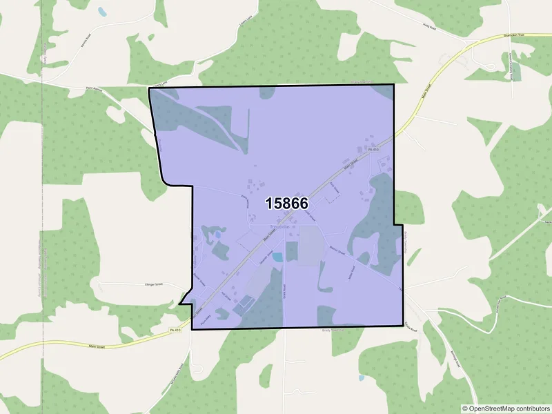 Map of ZIP Code 15866 — Troutville, PA