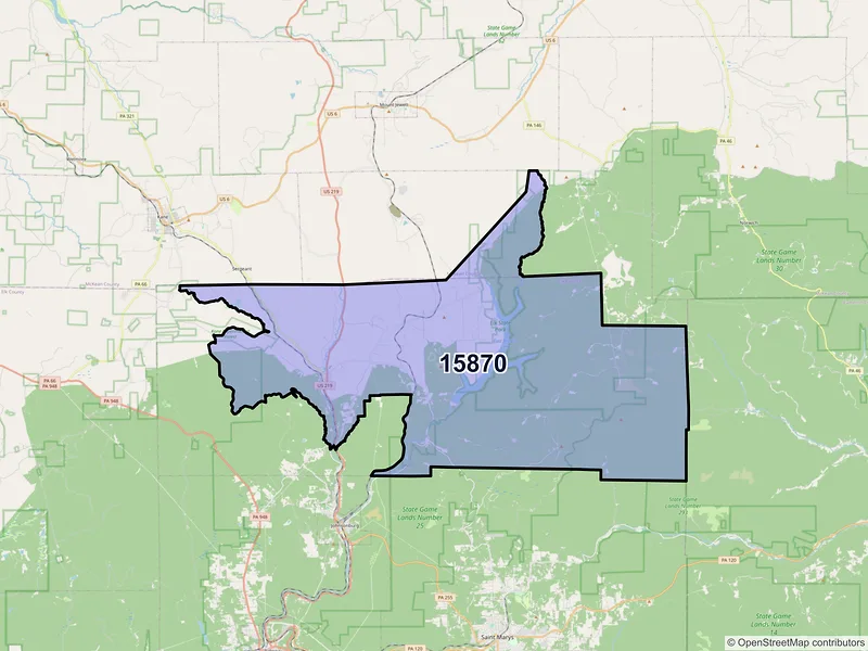 Map of ZIP Code 15870 — Wilcox, PA