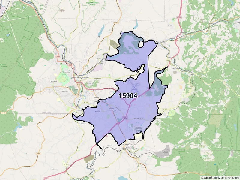 Map of ZIP Code 15904 — Johnstown, PA
