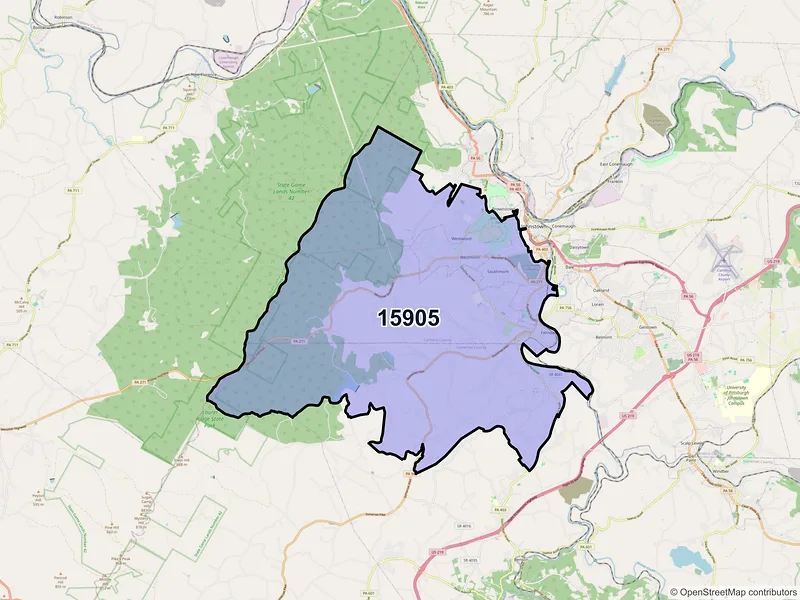 Map of ZIP Code 15905 — Johnstown, PA