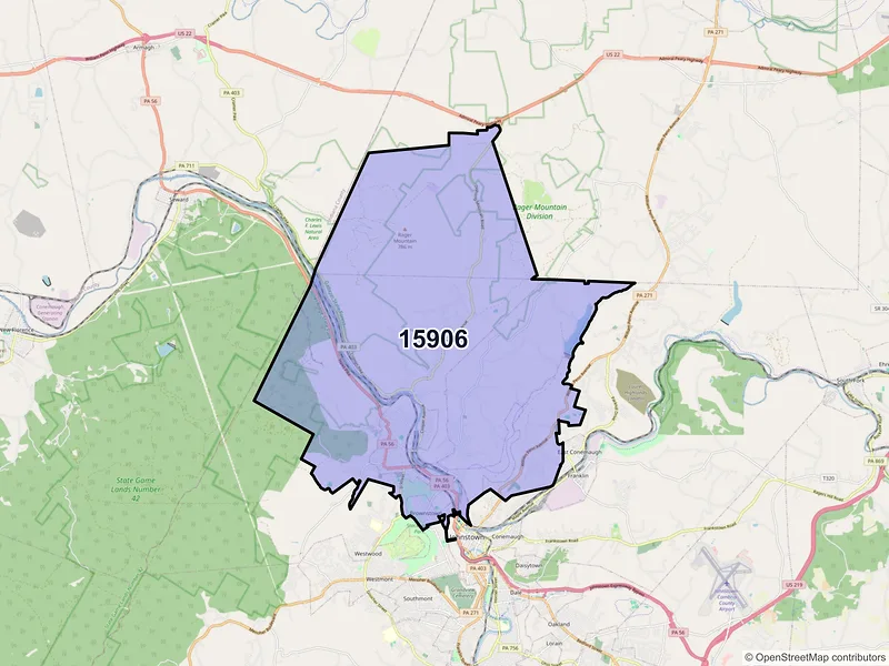 Map of ZIP Code 15906 — Johnstown, PA