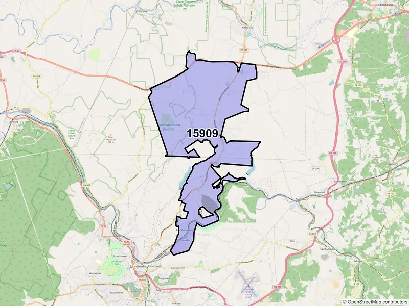 Map of ZIP Code 15909 — Johnstown, PA